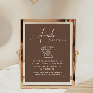 Chic Calligraphy Wedding Telephone Audio Guestbook Reclamebord Met Voetstuk