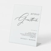 Chic Calligraphy Wedding Telephone Audio Guestbook Reclamebord Met Voetstuk (Voorkant)