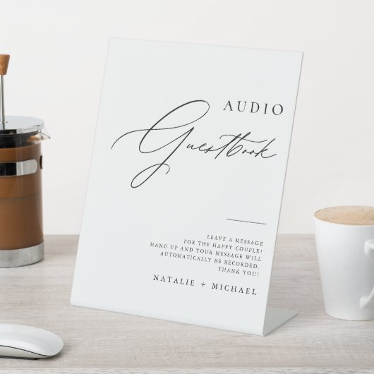 Chic Calligraphy Wedding Telephone Audio Guestbook Reclamebord Met Voetstuk (Insitu)