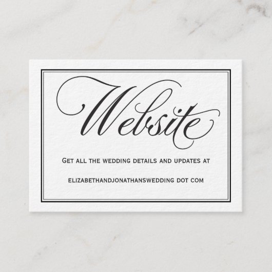 Chic Calligraphy Wedding Website Information Kaart (Voorkant)