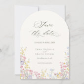 Chic Calligraphy wildflowers Wedding Save the Date Kaart (Voorkant)