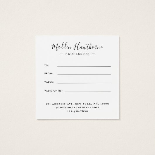 Chic Calligraphy Zwart Goud Certificaat kaart (Achterkant)