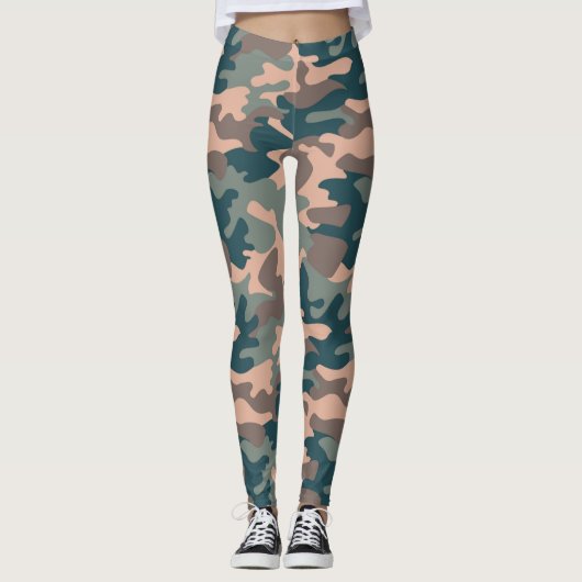 Chic Camouflage Khaki Pattern-Leggings Leggings (Voorkant)