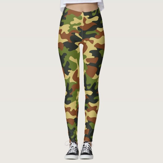 Chic Camouflage Khaki Pattern-Leggings Leggings (Voorkant)