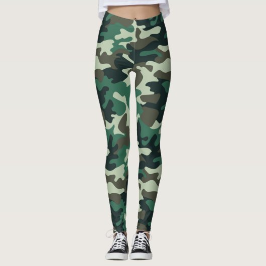 Chic Camouflage Khaki Pattern-Leggings Leggings (Voorkant)