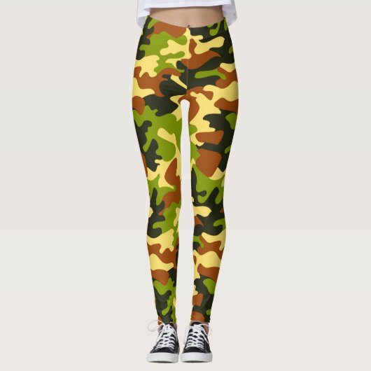 Chic Camouflage Khaki Pattern-Leggings Leggings (Voorkant)