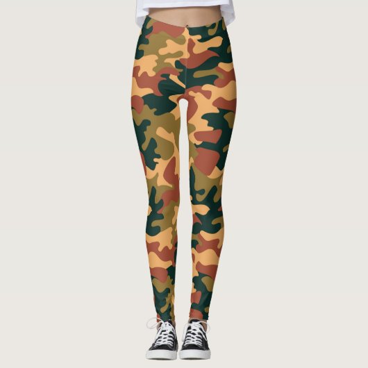 Chic Camouflage Khaki Pattern-Leggings Leggings (Voorkant)