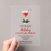 Chic Candy Cane Martini Holiday Cocktail Party Acryl Uitnodigingen (Insitu (Draagbaar))
