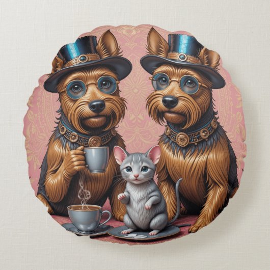 Chic Canine Companions Katoen Graad A Rond Kussen (Voorkant)