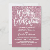 Chic Cassis Pink Silver Faux Glitter Ombre Wedding Kaart (Voorkant)