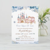 Chic Castle,Carriage Blue Flowers Baby Shower Kaart (Staand voorkant)