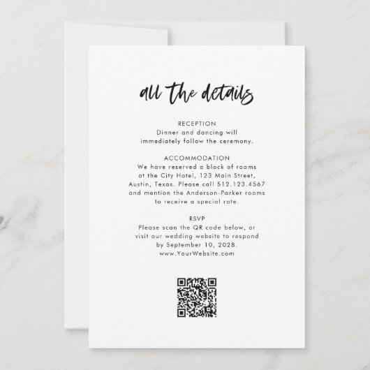 Chic Casual script en foto | Alles in één bruiloft Kaart (Achterkant)