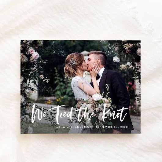 Chic Casual script en foto | Bruiloft Aankondigingskaart