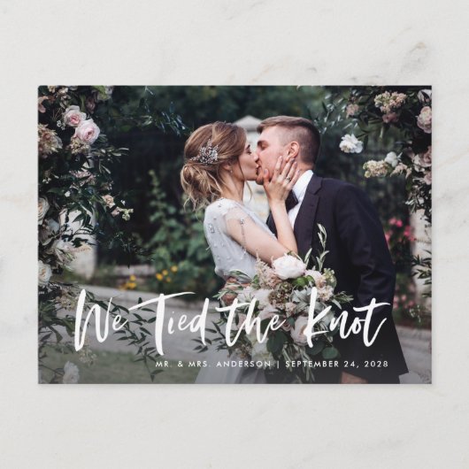 Chic Casual script en foto | Bruiloft Aankondigingskaart (Voorkant)