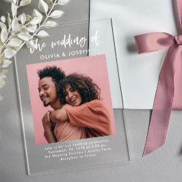 Chic Casual script en foto | Bruiloft Acryl Uitnodigingen