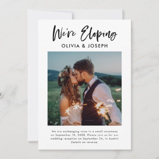Chic Casual script en foto | Wij zijn Eloping Kaart (Voorkant)