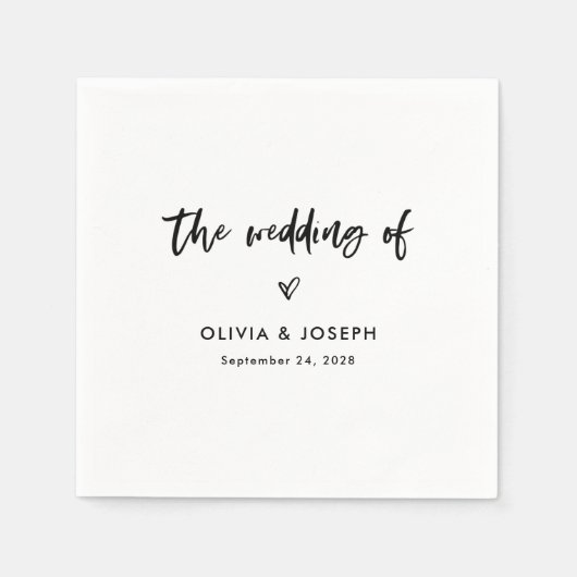 Chic Casual script en hart | Bruiloft Servet (Voorkant)