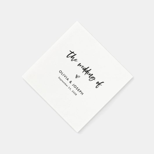 Chic Casual script en hart | Bruiloft Servet (Hoek)