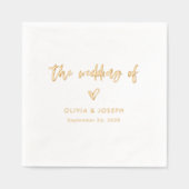 Chic Casual script en hart | bruiloftsgoud Folie Servetten (Voorkant)