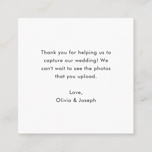 Chic Casual Script QR Code Trouwen Deel de liefde Informatiekaartje (Achterkant)