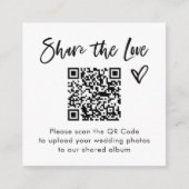 Chic Casual Script QR Code Trouwen Deel de liefde Informatiekaartje (Voorkant)