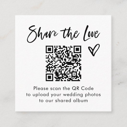 Chic Casual Script QR Code Trouwen Deel de liefde Informatiekaartje (Voorkant)