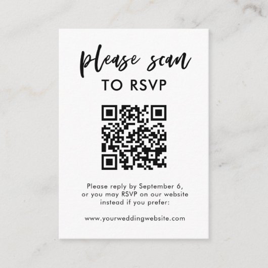 Chic Casual script | RSVP met QR-code en foto Informatiekaartje (Voorkant)