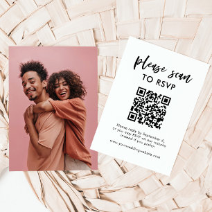 Chic Casual script   RSVP met QR-code en foto Informatiekaartje