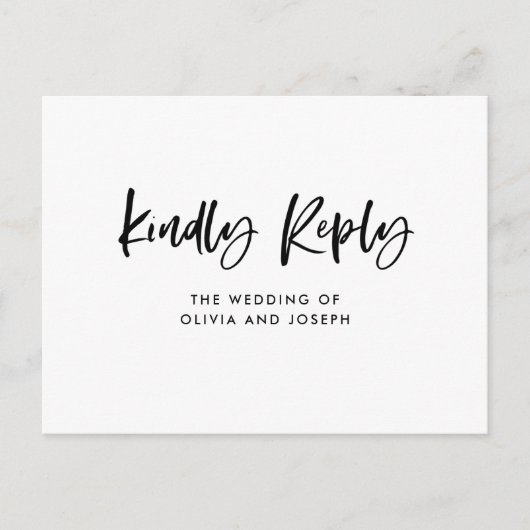 Chic Casual script | Trouwmaaltijd keuze RSVP Briefkaart (Voorkant)