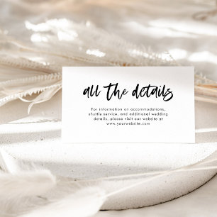 Chic Casual Script Zwart en Wit Trouwdetails Informatiekaartje