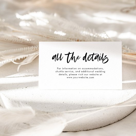 Chic Casual Script Zwart en Wit Trouwdetails Informatiekaartje