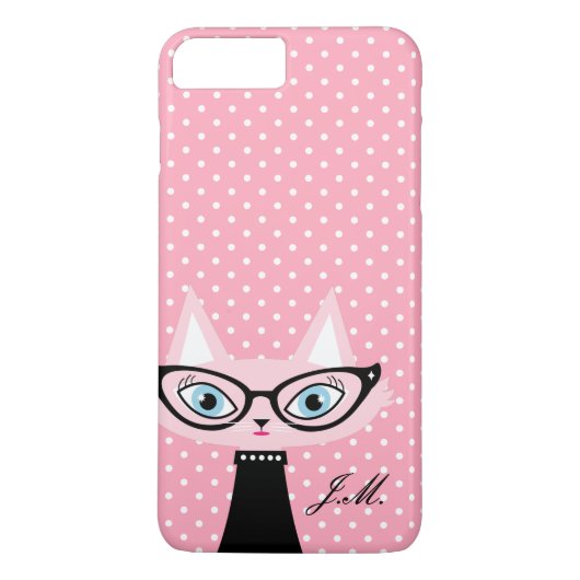Chic Cat en Polka Dots iPhone 8 Plus/7 Plus Hoesje (Achterkant)