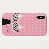 Chic Cat en Polka Dots iPhone X Hoesje (Achterkant (horizontaal))