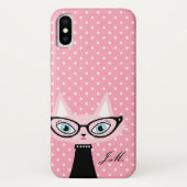 Chic Cat en Polka Dots iPhone X Hoesje (Achterkant)