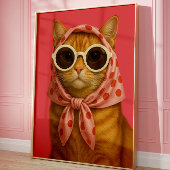 Chic Cat Funny Aesthetic Wall Art Print 