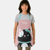 Chic Cat met Pearl Ketting Roze naam Schort (Insitu)