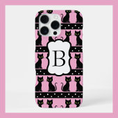 Chic Cat Monogram Pattern Customizable Initial iPhone Hoesje