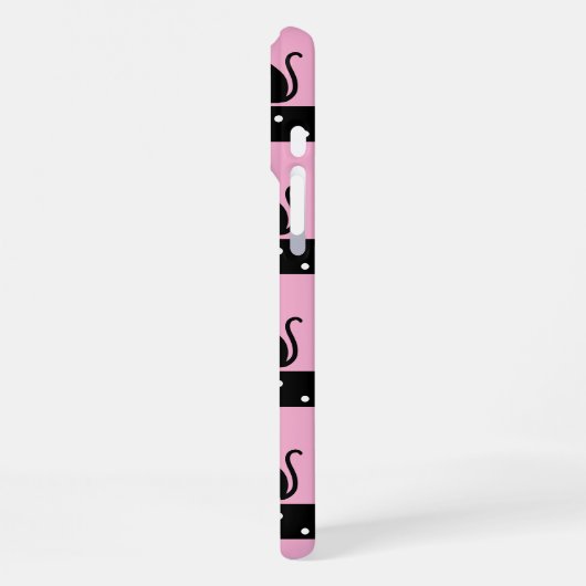 Chic Cat Monogram Pattern Customizable Initial iPhone Hoesje (Linkerkant)