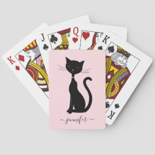 Chic Cat Persoonlijke naam Roze zwart Pokerkaarten