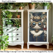 Chic Cat Queen Toasting, Rode Wijn CT9 Decoupage Tissuepapier