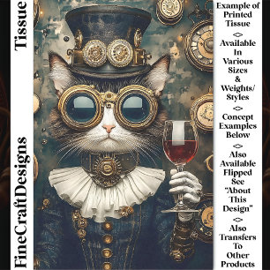 Chic Cat Queen Toasting, Rode Wijn CT9 Decoupage Tissuepapier