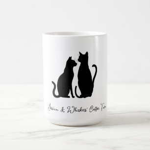 Chic Cat Silhouette Aangepaste Naam Zwart & Wit Magische Mok