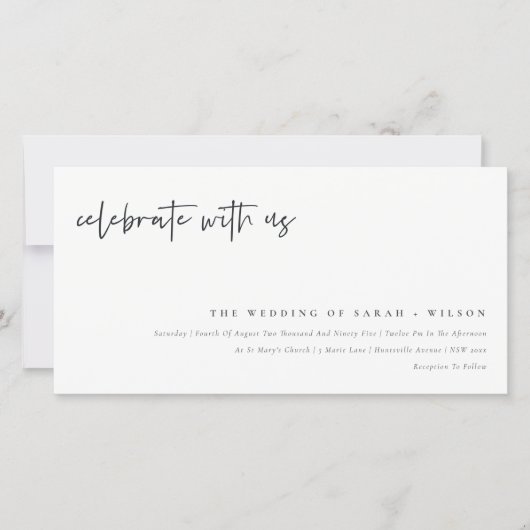Chic Celebrate met US Calligraphy Wedding Invite Bedankkaart (Voorkant)
