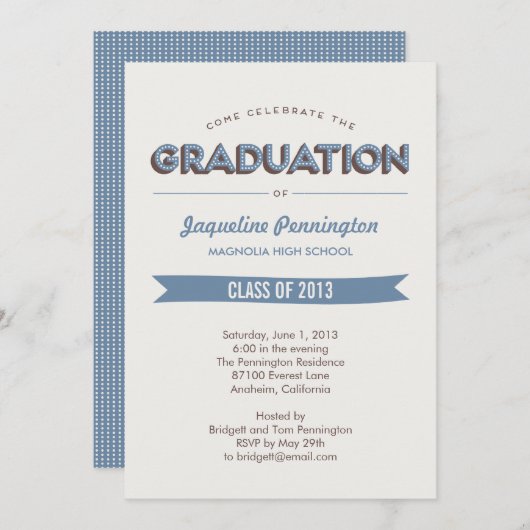 Chic Celebration Afstuderen Uitnodiging (Voorkant / Achterkant)