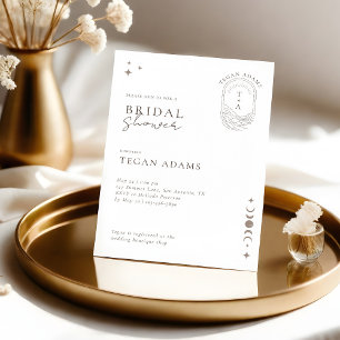 Chic Celestial Moon Stars Monogram Vrijgezellenfee Kaart