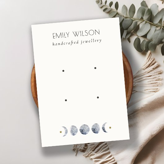 Chic Celestial Moon Waterverf 2 Earring Display Visitekaartje