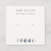 Chic Celestial Moon Waterverf Earring Display Vierkante Visitekaartje (Voorkant)