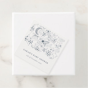 Chic Celestial Navy Sterrennacht Moon Baby shower Bedankjes Labels