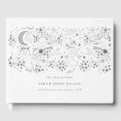 Chic Celestial Navy Sterrennacht Moon Baby shower Gastenboek (Voorkant)