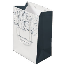 Chic Celestial Navy Sterrennacht Moon Baby shower Medium Cadeauzakje